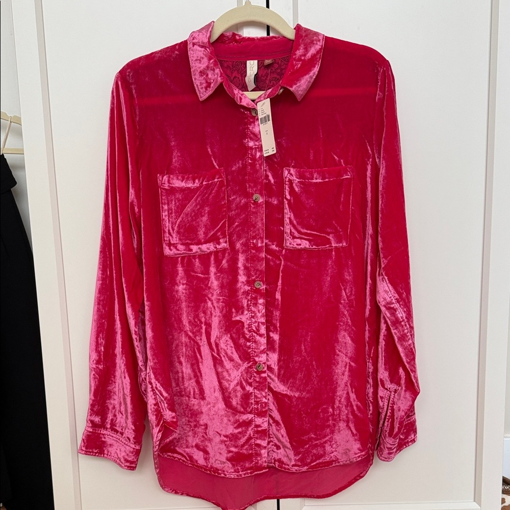NWT Anthropologie/Pilcro Pink Velvet Shirt